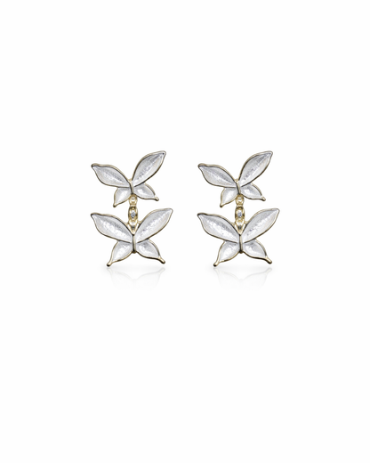Double butterfly white studs