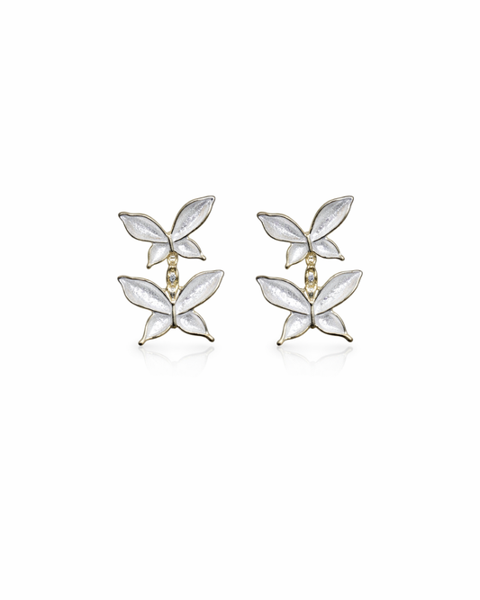 Double butterfly white studs