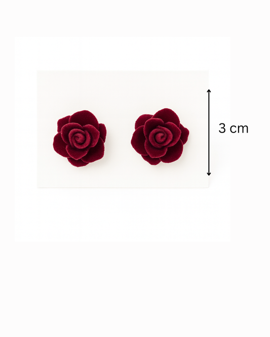 Red velvet rose studs