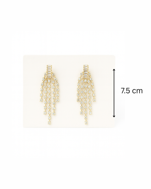 Golden multi stripes stone danglers