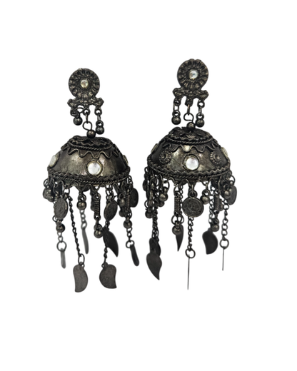 Oxidiesd jhumka with danglers