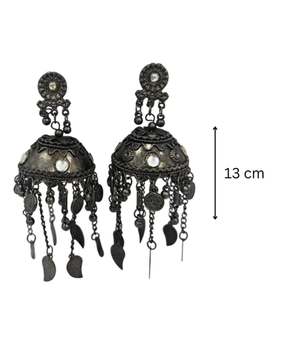 Oxidiesd jhumka with danglers