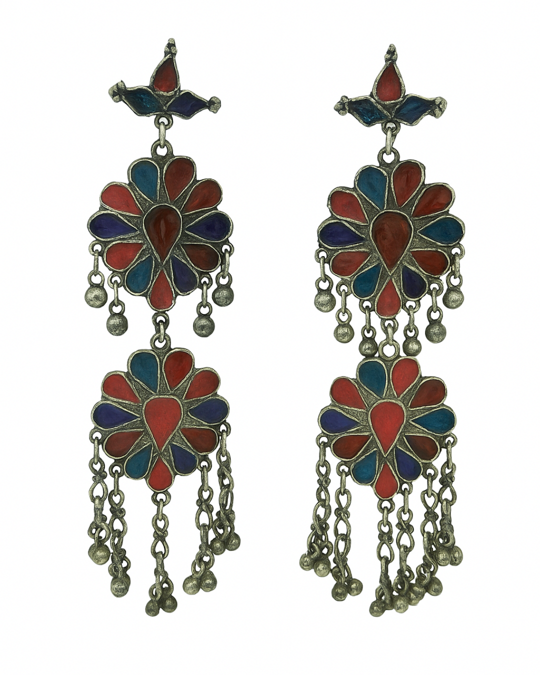 Multi layer Multi colour long oxidised danglers