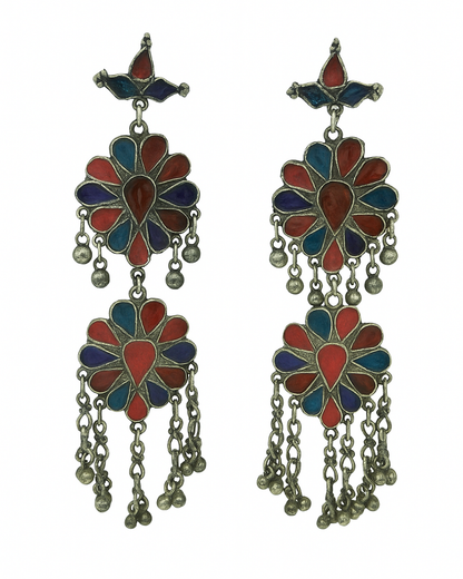 Multi layer Multi colour long oxidised danglers