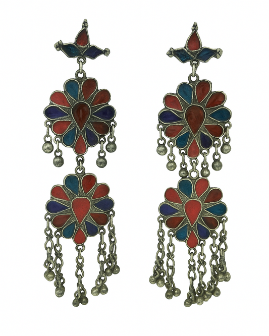 Multi layer Multi colour long oxidised danglers