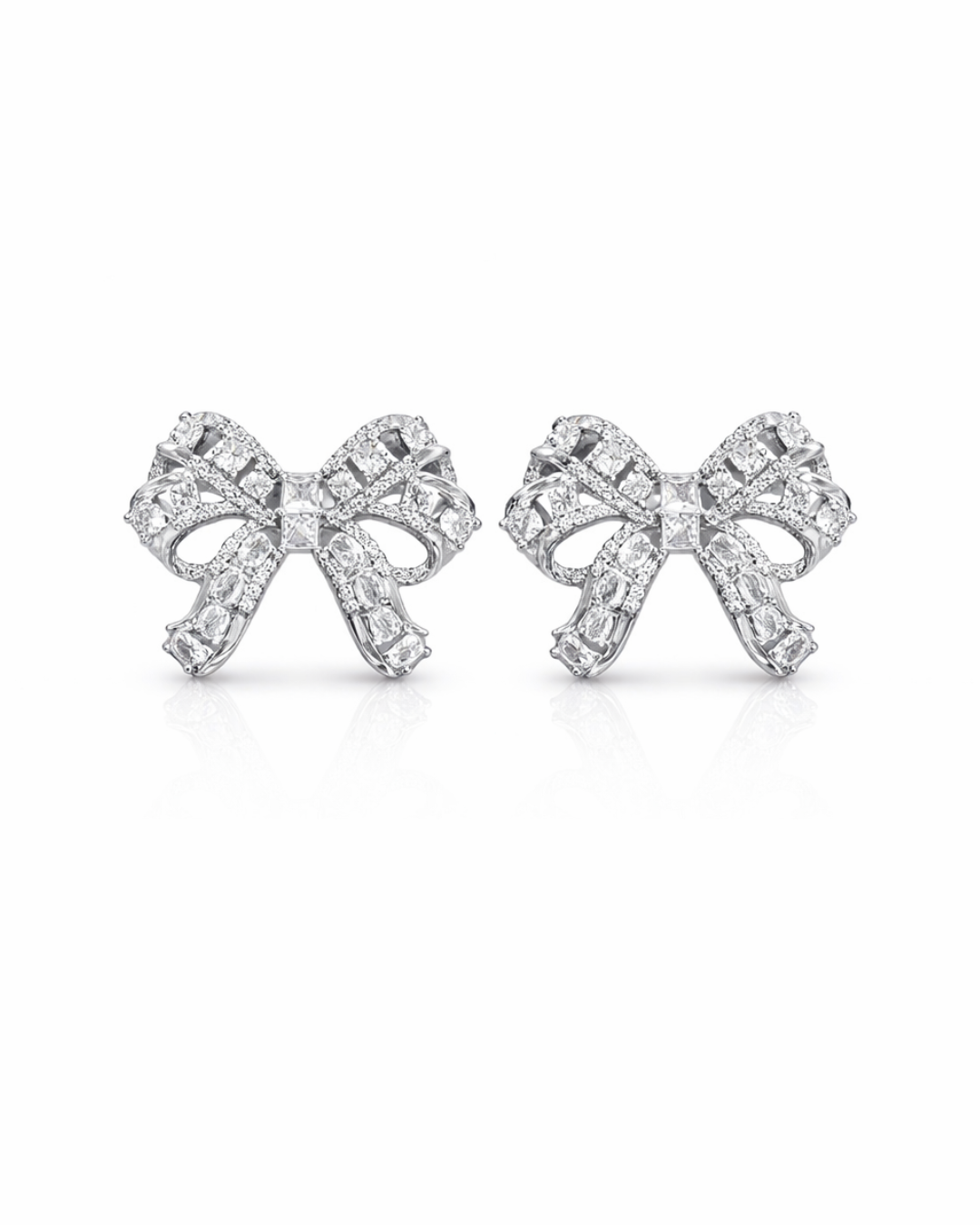 Silver stone bow studs