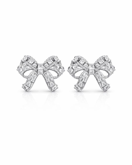 Silver stone bow studs