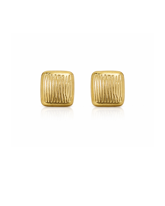 Golden textured square studs
