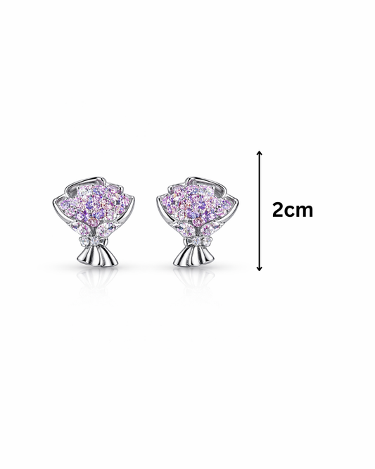 Pink and purple crystal bouquet studs
