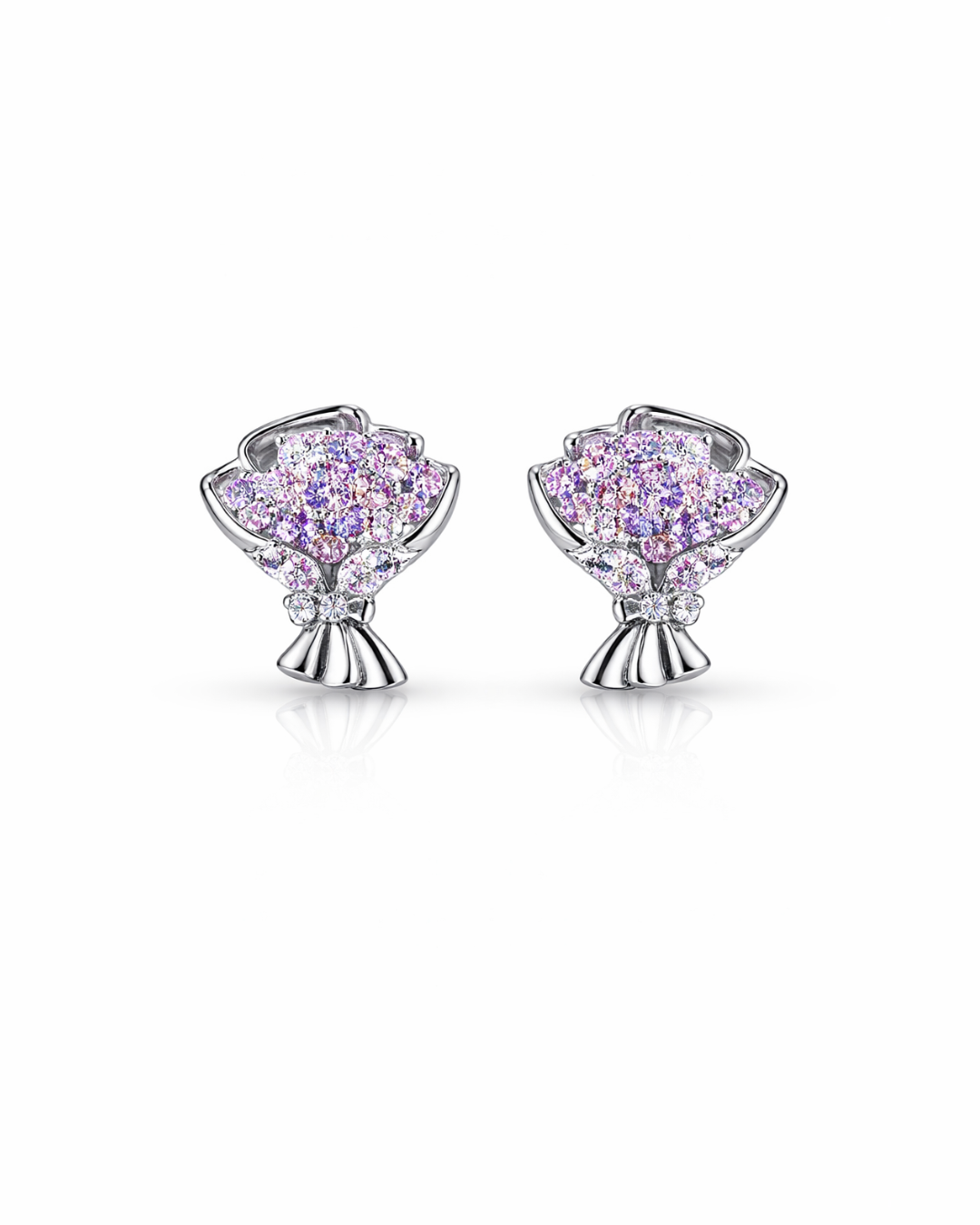 Pink and purple crystal bouquet studs