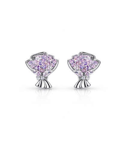 Pink and purple crystal bouquet studs