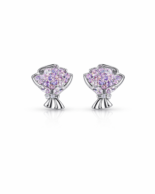 Pink and purple crystal bouquet studs