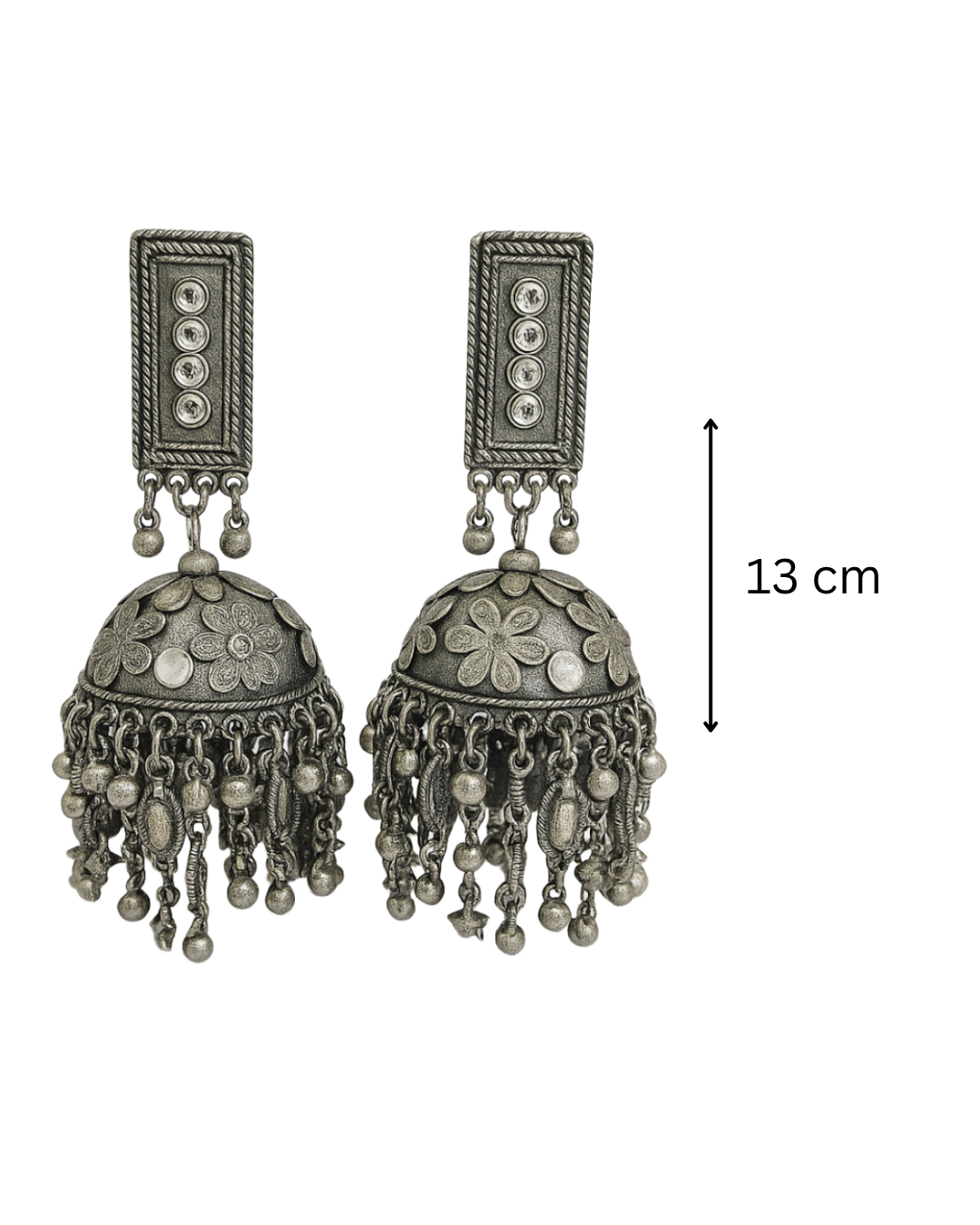 Rectangle oxidised jhumka