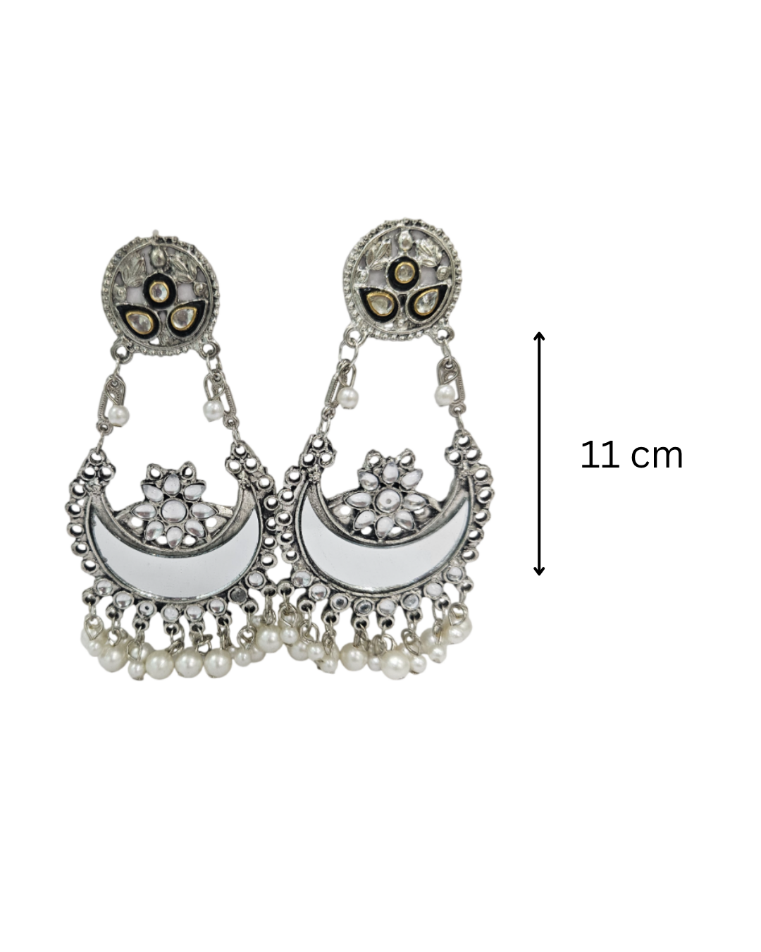 Goddess oxidised chandibali with mirror