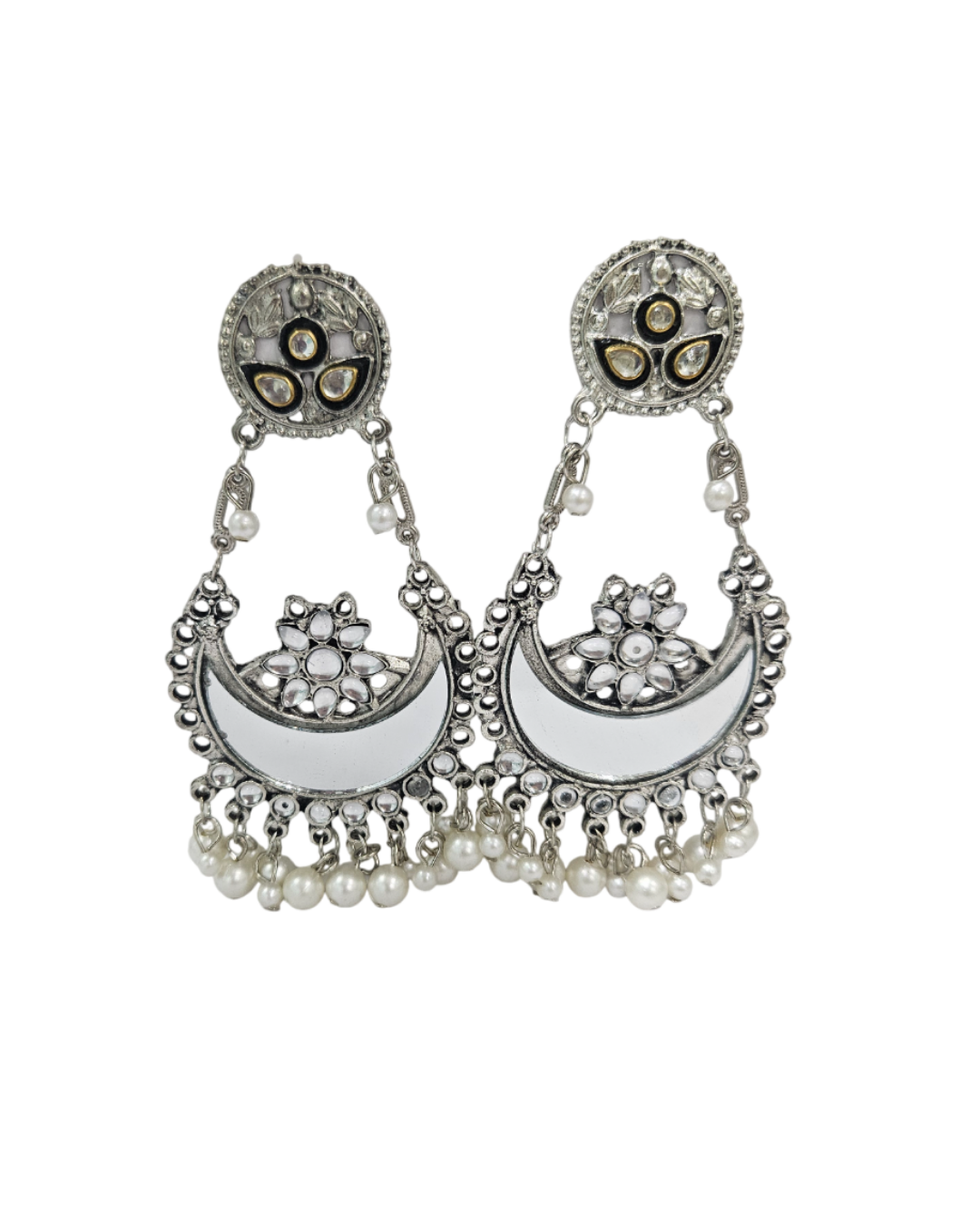 Goddess oxidised chandibali with mirror