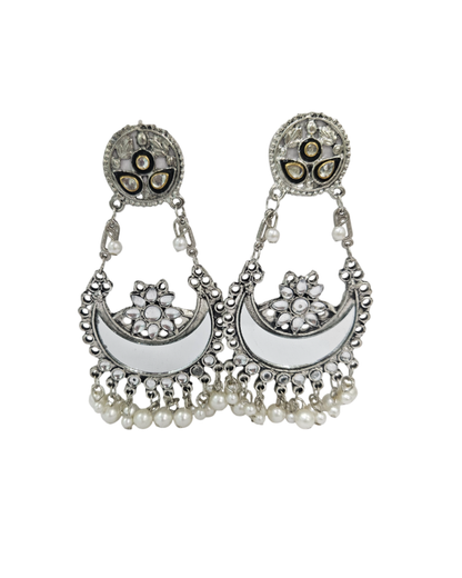 Goddess oxidised chandibali with mirror