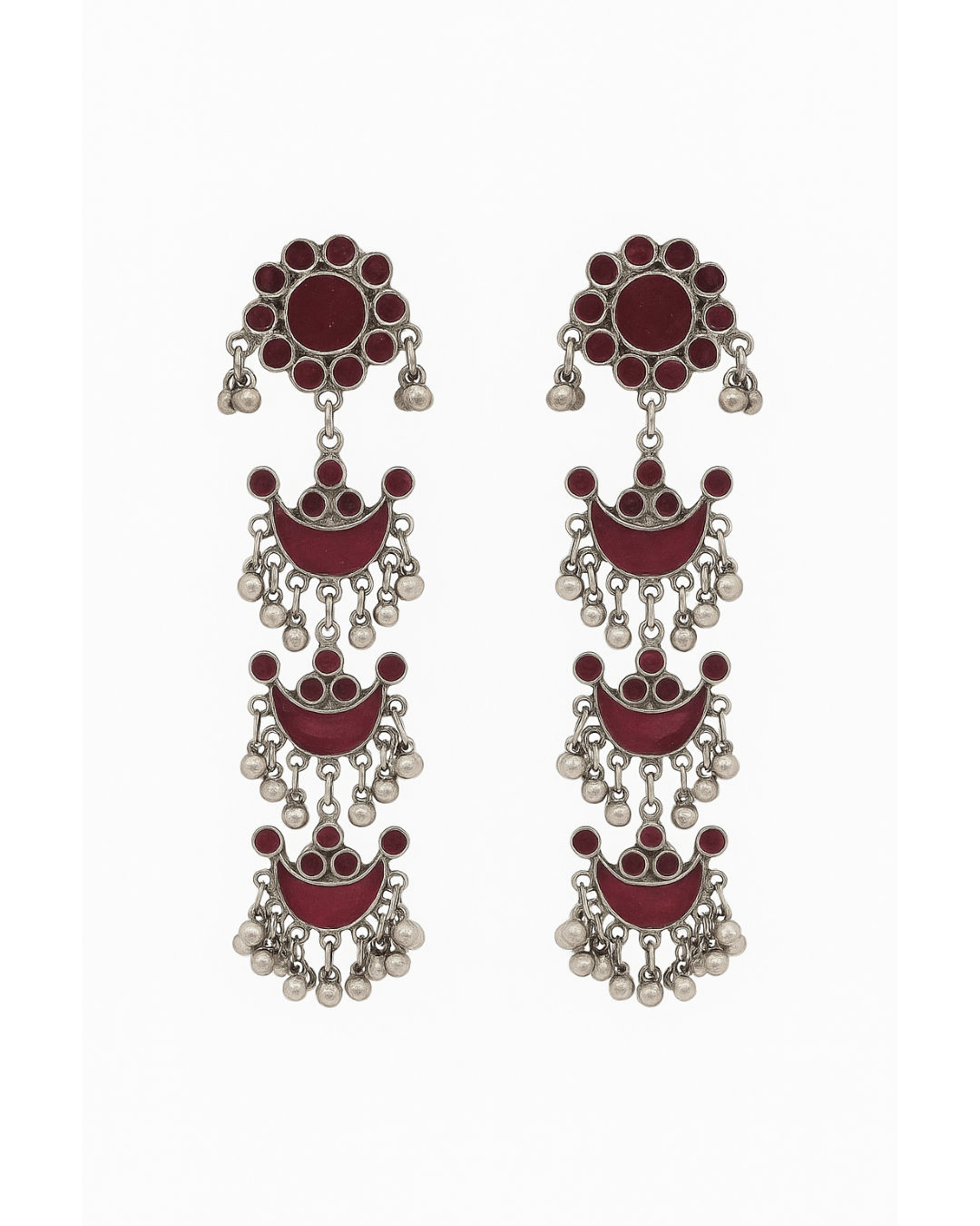 Pink colour multi layer long danglers