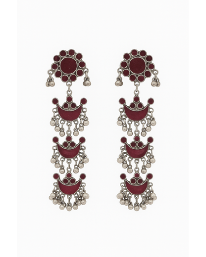 Pink colour multi layer long danglers