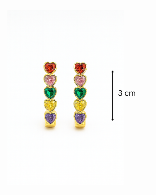Multi colour heart hoops - Anti Tarnish