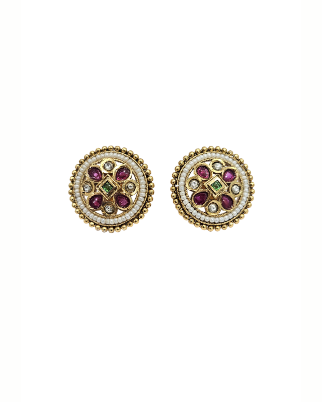 Multi colour stone golden tone studs