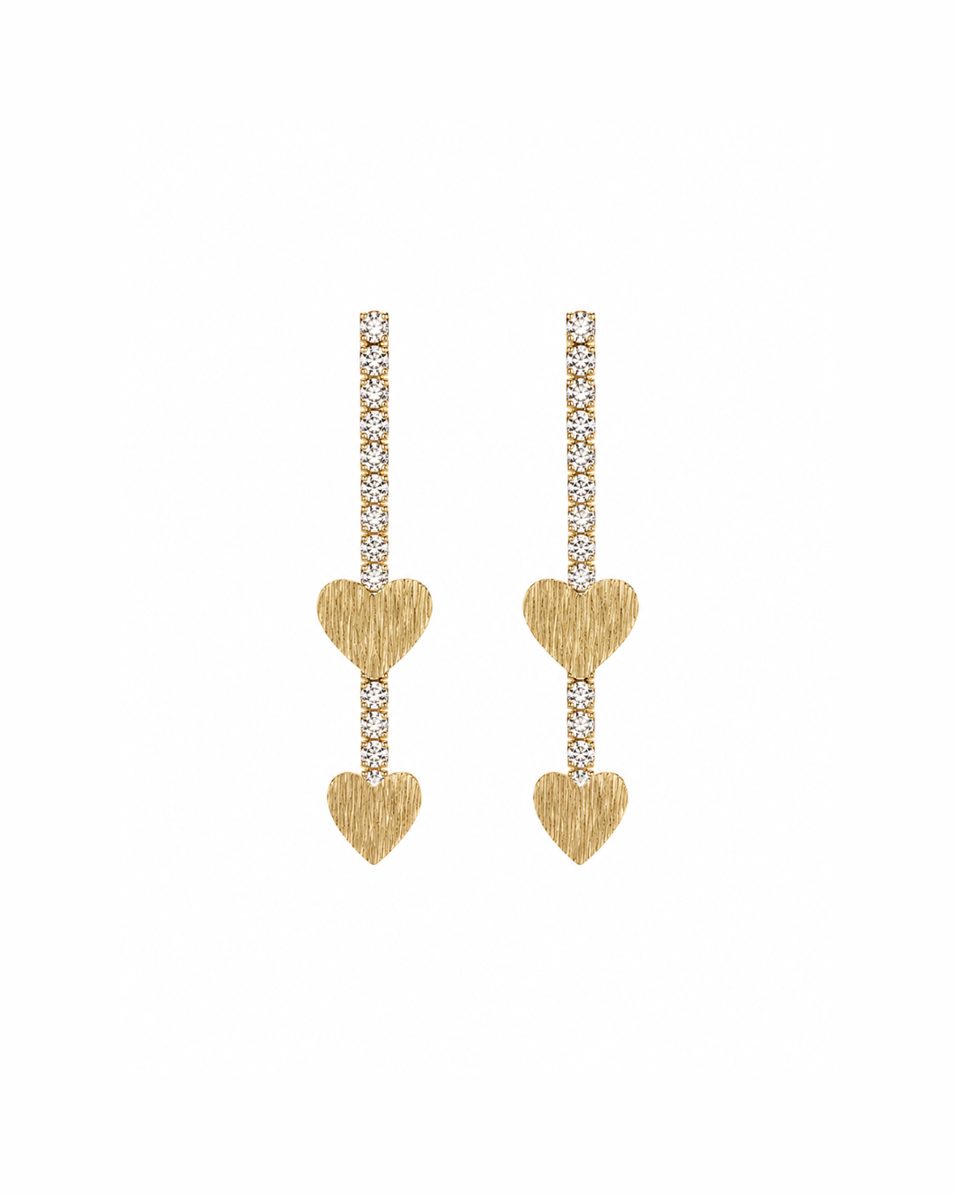Double golden hearts danglers