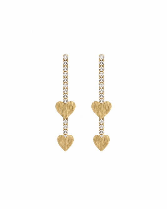 Double golden hearts danglers