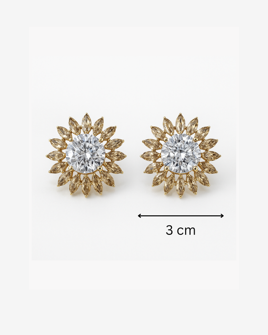 Stone floral studs champagne colour