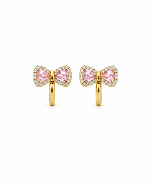 Pink crystal bow hoops