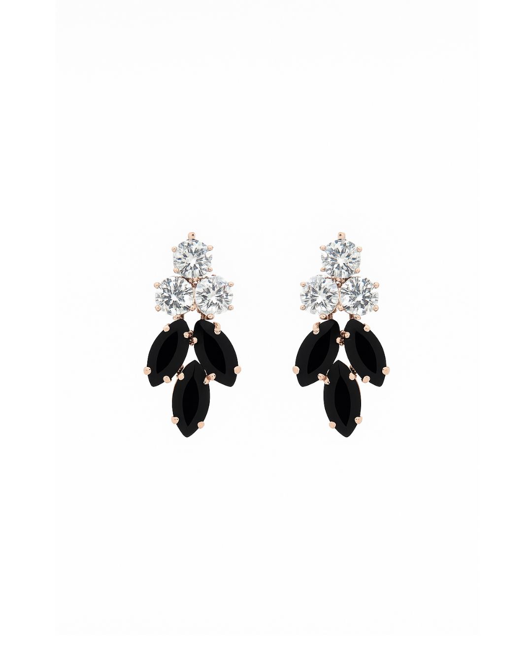 Petal studs in black stone