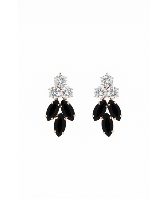 Petal studs in black stone