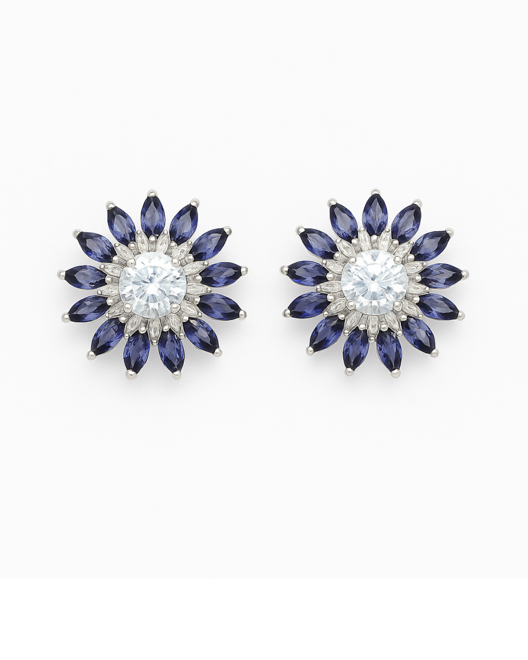 Stone floral studs blue colour