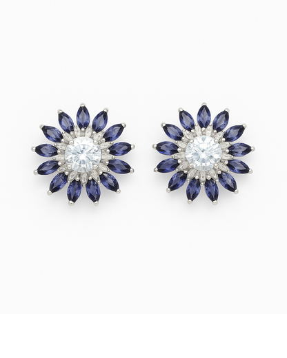 Stone floral studs blue colour