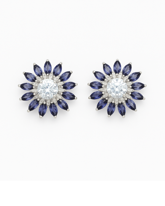 Stone floral studs blue colour