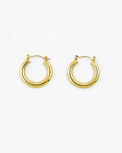 Round textured Hoops - Anti Tarnish