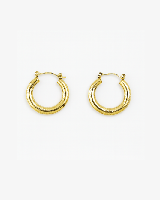 Round textured Hoops - Anti Tarnish