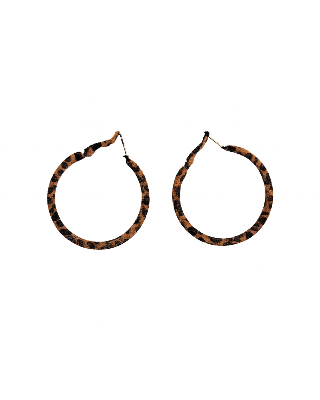 Brown animal print hoops