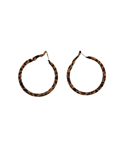 Brown animal print hoops