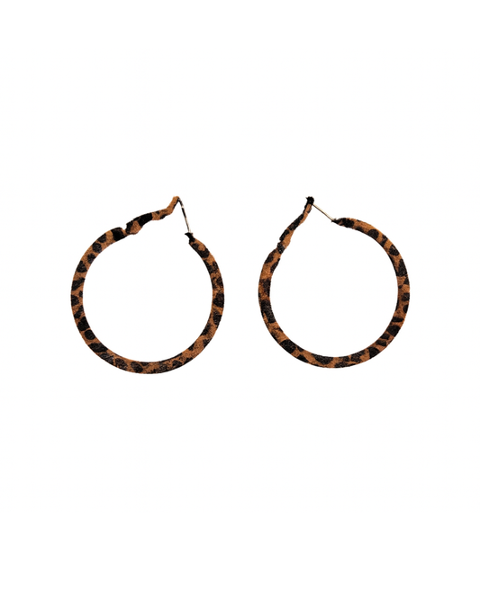 Brown animal print hoops