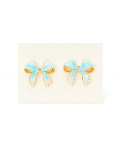 Blue bow studs