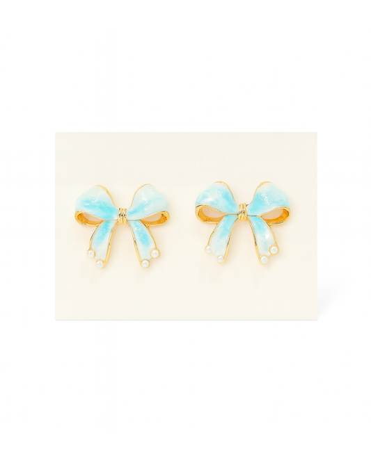 Blue bow studs