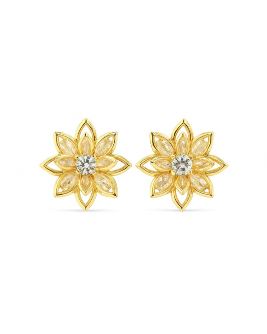 Golden flower studs - Anti Tarnish