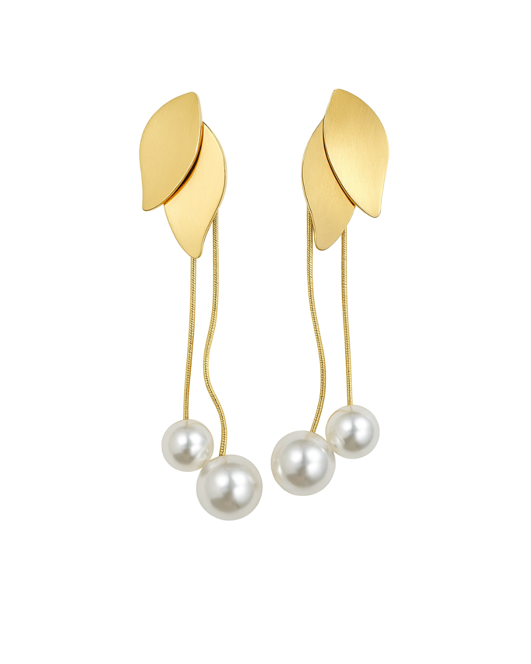 Golden leaf pearl danglers