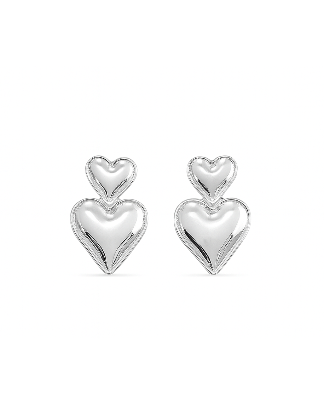 Silver double hearts earrings