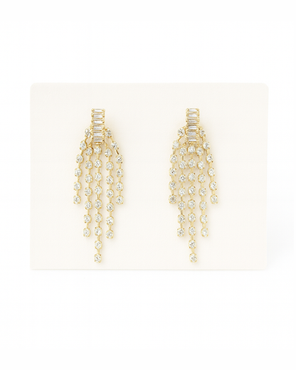 Golden multi stripes stone danglers