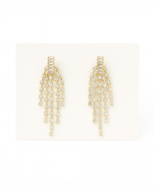 Golden multi stripes stone danglers