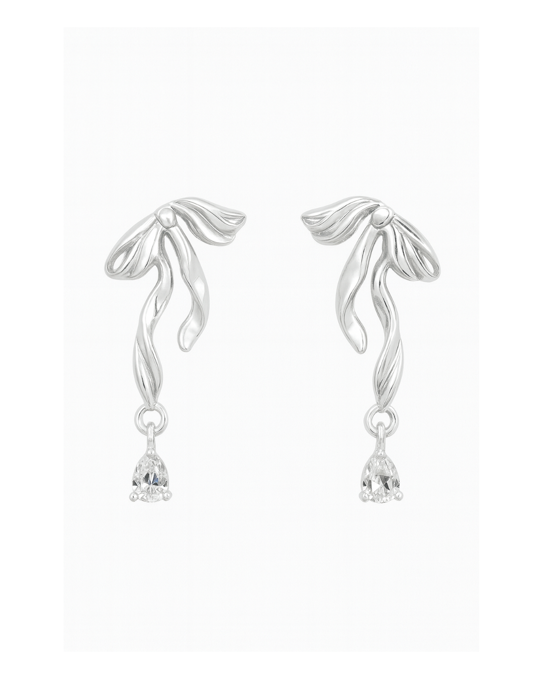 Silver bow danglers