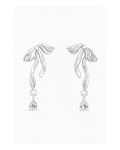 Silver bow danglers