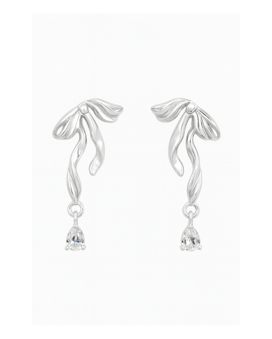 Silver bow danglers