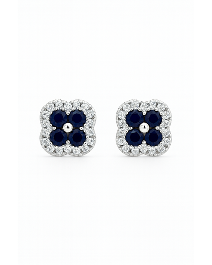 Four petal dark blue studs