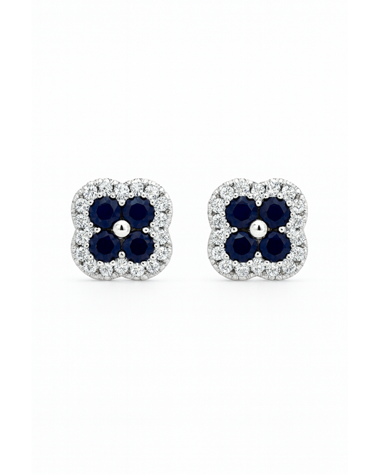 Four petal dark blue studs